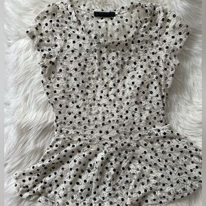 Polka dot Lace Peplum Top Size Medium